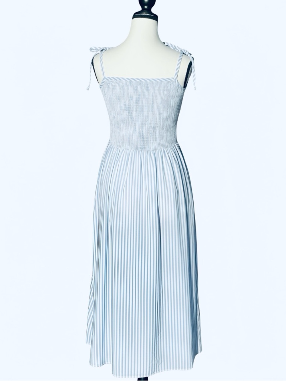 Mia Belle Girls Smocked Midi Dress with Tie Straps in Light Blue - Small, NWT - Picture 2 of 3